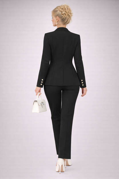 Tinută Neagră Completă 3 Piese Premium Top, Sacou și Pantaloni