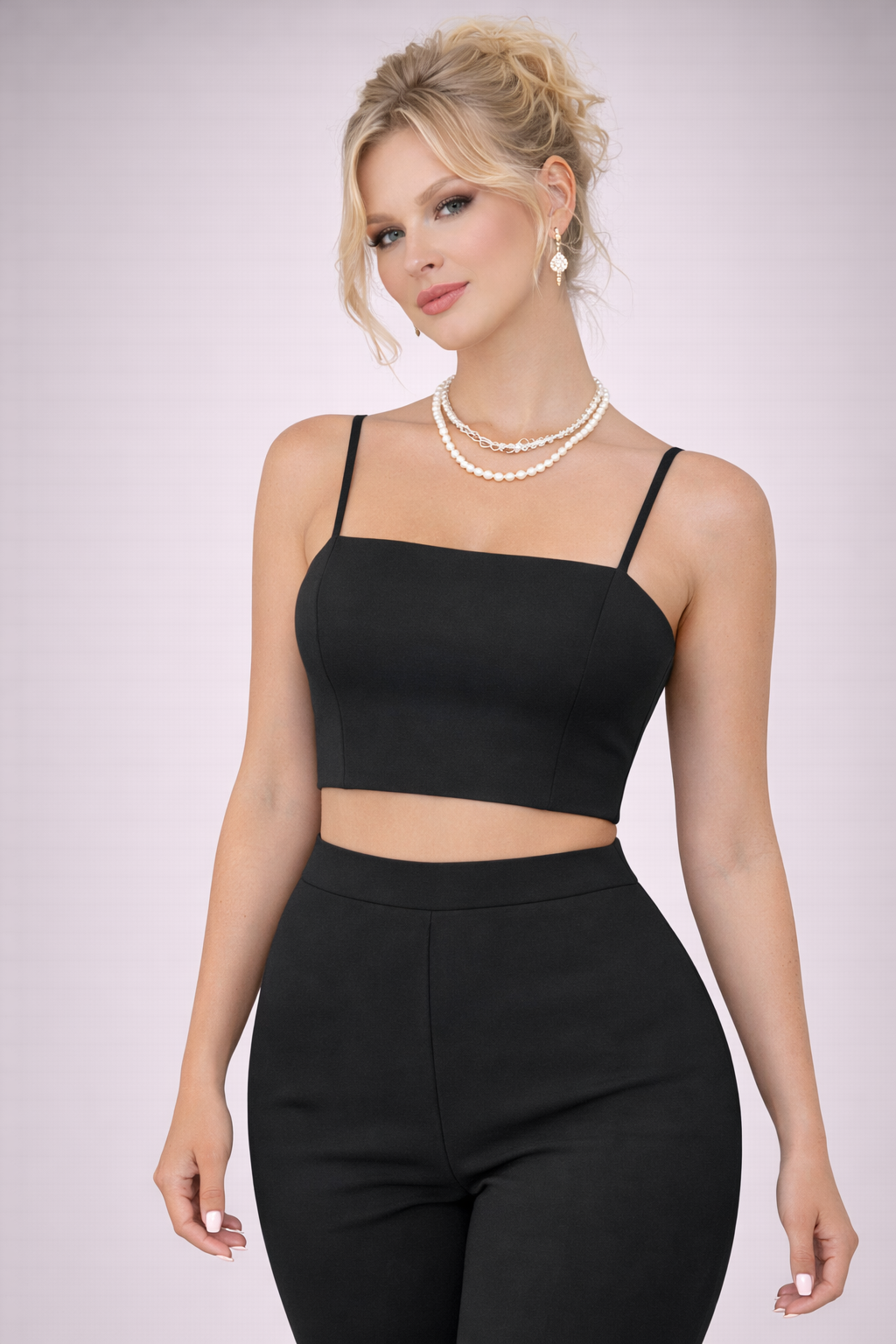 Tinută Neagră Completă 3 Piese Premium Top, Sacou și Pantaloni