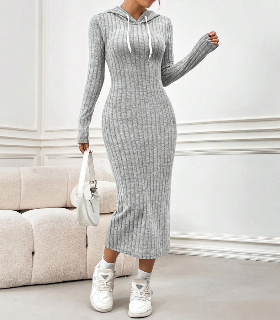 Rochie Tricot cu Glugă pentru Femei 2026 