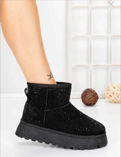 Ghete Tip Ug Negre Piele Ecologica Model Tinte Tip Cristale 