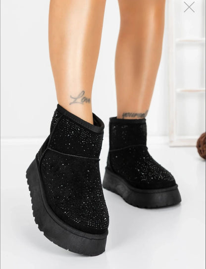 Ghete Tip Ug Negre Piele Ecologica Model Tinte Tip Cristale 