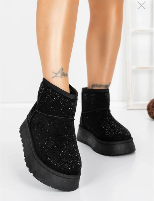 Ghete Tip Ug Negre Piele Ecologica Model Tinte Tip Cristale 