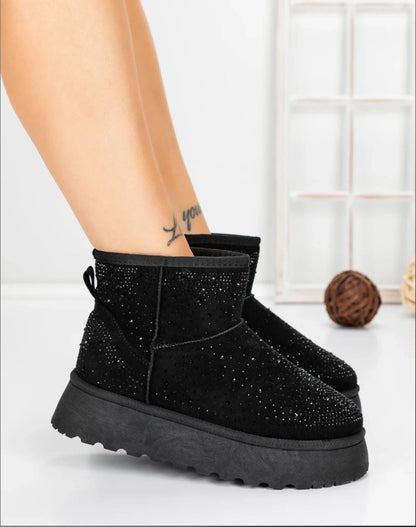 Ghete Tip Ug Negre Piele Ecologica Model Tinte Tip Cristale 
